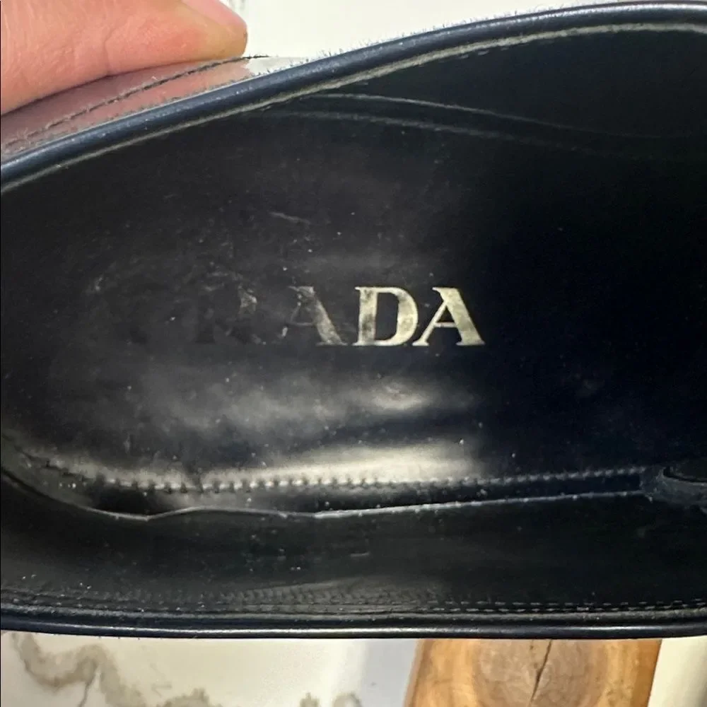 Prada Navy Dark Blue Derby Leather Dress Shoes US 9 2EA046